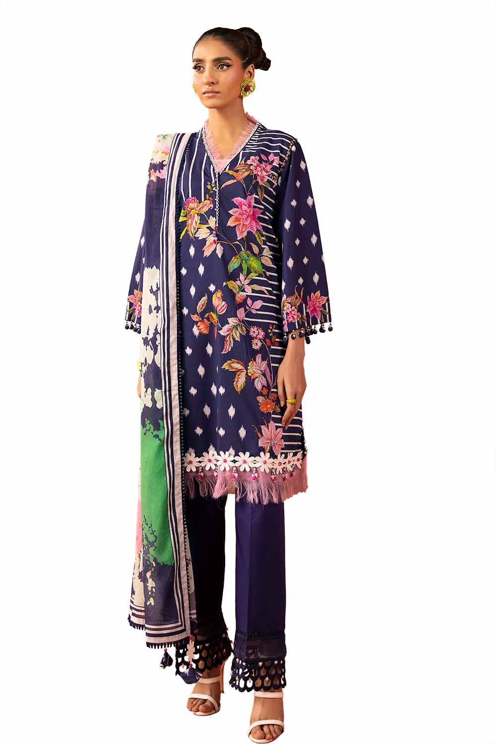 3 Piece Unstitched Diamantes Printed Lawn Suit with Denting Lawn Dupatta DN-42032