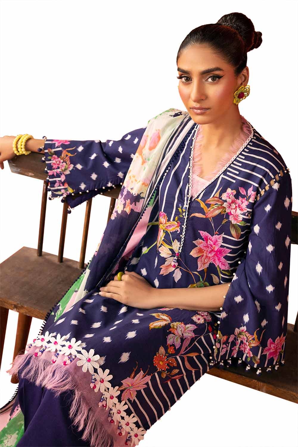 3 Piece Unstitched Diamantes Printed Lawn Suit with Denting Lawn Dupatta DN-42032