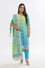 3 Piece Unstitched Embroidered Lawn Suit with Printed Denting Lawn Dupatta DN-42044
