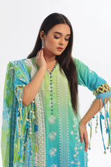 3 Piece Unstitched Embroidered Lawn Suit with Printed Denting Lawn Dupatta DN-42044