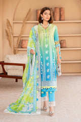 3 Piece Unstitched Embroidered Lawn Suit with Printed Denting Lawn Dupatta DN-42044