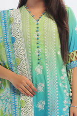3 Piece Unstitched Embroidered Lawn Suit with Printed Denting Lawn Dupatta DN-42044
