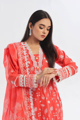 3 Piece Unstitched Embroidered Lawn Suit with Printed Denting Lawn Dupatta DN-42045
