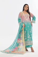 3 Piece Unstitched Embroidered Lawn Suit with Printed Denting Lawn Dupatta DN-42047