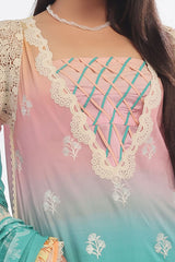 3 Piece Unstitched Embroidered Lawn Suit with Printed Denting Lawn Dupatta DN-42047