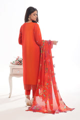 3 Piece Unstitched Embroidered Lawn Suit with Printed Denting Lawn Dupatta DN-42048