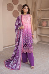3 Piece Unstitched Embroidered Lawn Suit with Printed Denting Lawn Dupatta DN-42049
