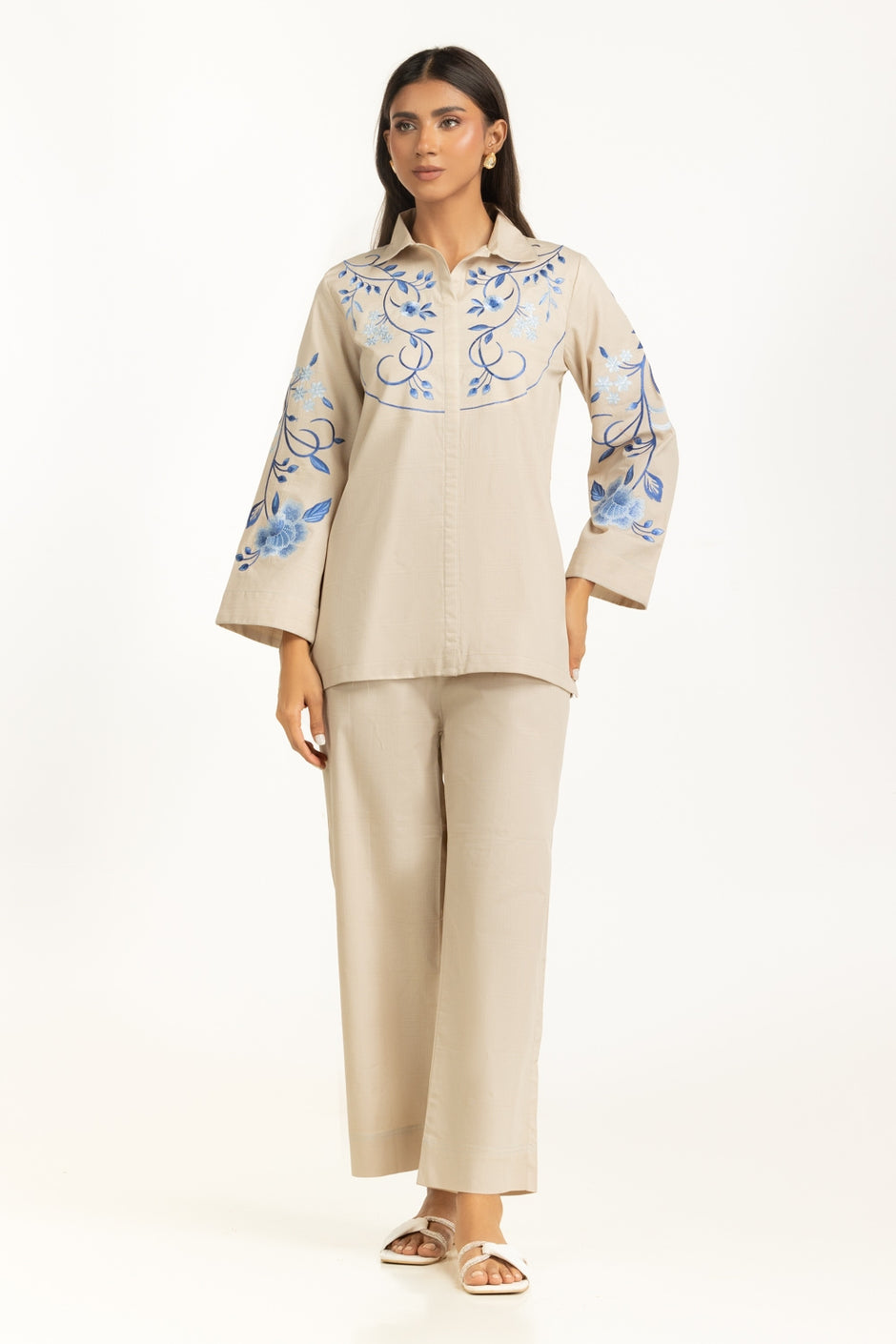 Dobby Embroidered Co-Ord Set