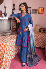 3 Piece Embroidered Unstitched Jacquard Shirt with Digital Printed Jacquard Dupatta FE-32039
