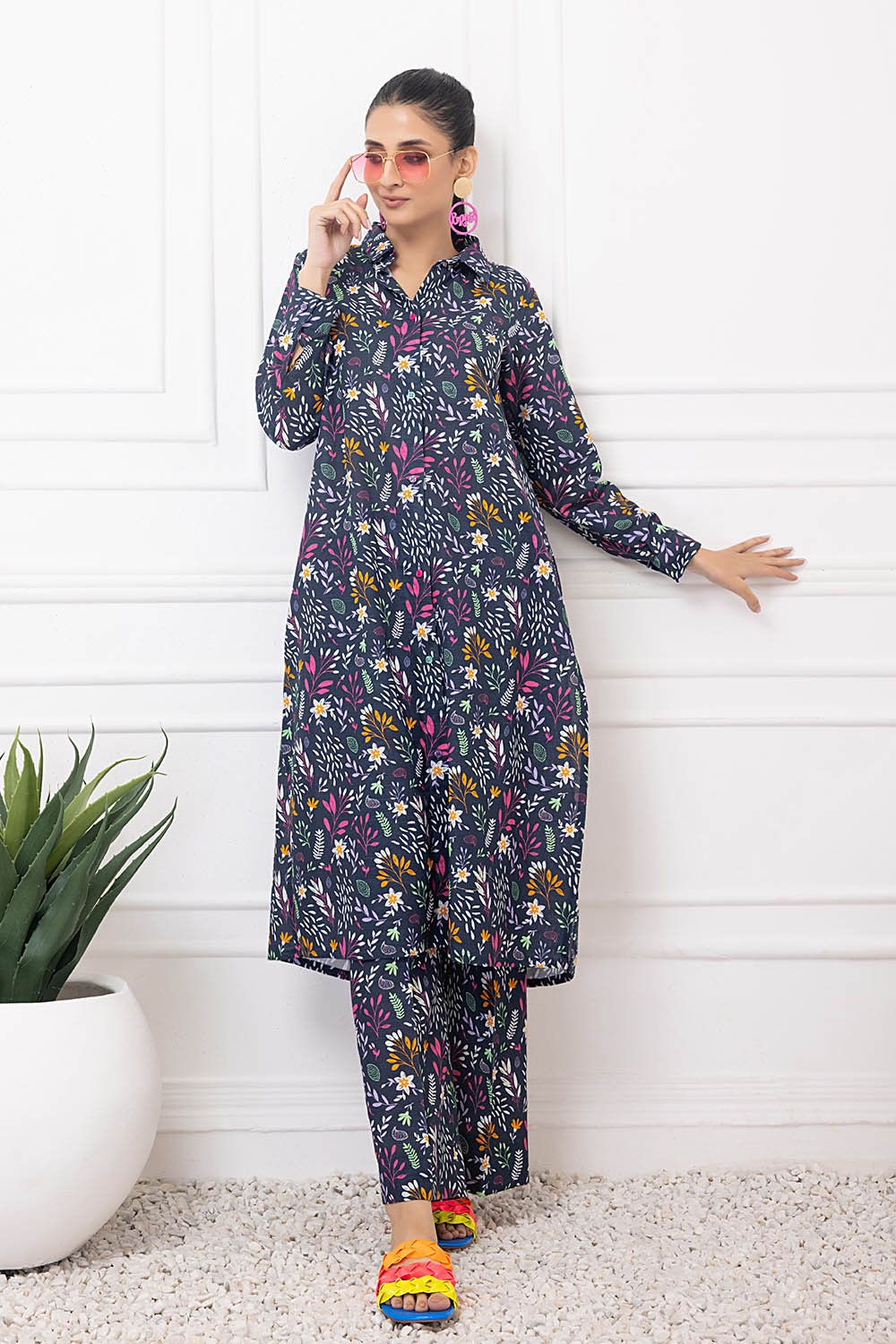 2 Piece Khaddar Unstitched Digital Printed Shirt Trousers TK-22014