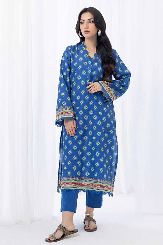 Printed Sequins Stripe Unstitched Shirt