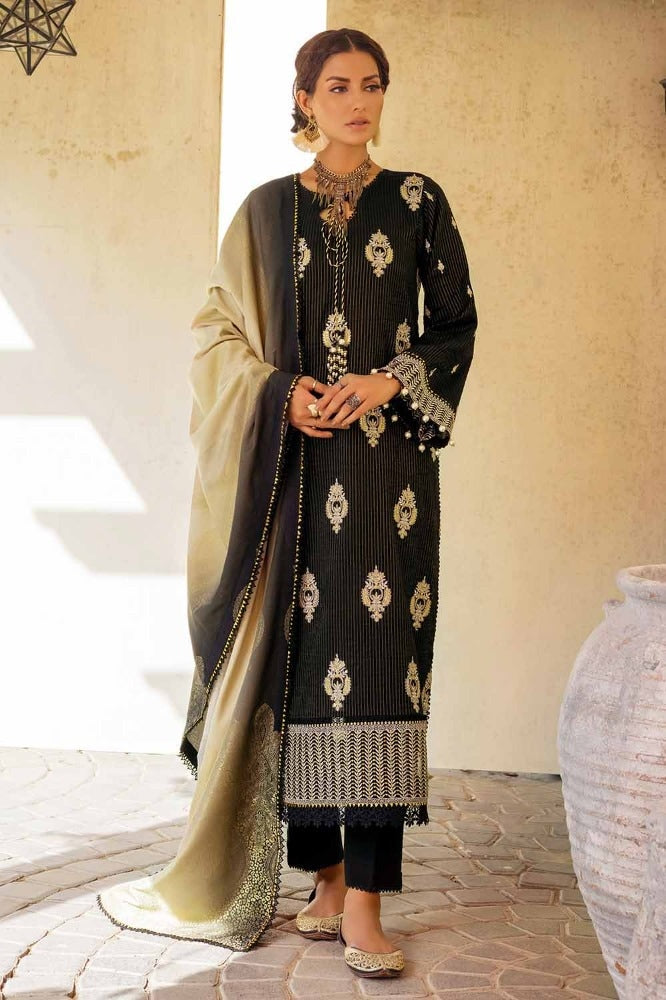 3 Piece Embroidered Khaddar Unstitched Suit with Printed Khaddar Jacquard Dupatta