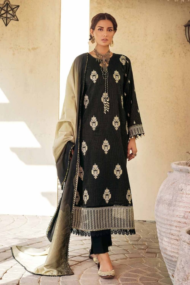 3 Piece Embroidered Khaddar Unstitched Suit with Printed Khaddar Jacquard Dupatta