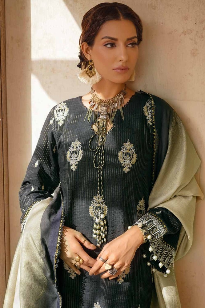 3 Piece Embroidered Khaddar Unstitched Suit with Printed Khaddar Jacquard Dupatta