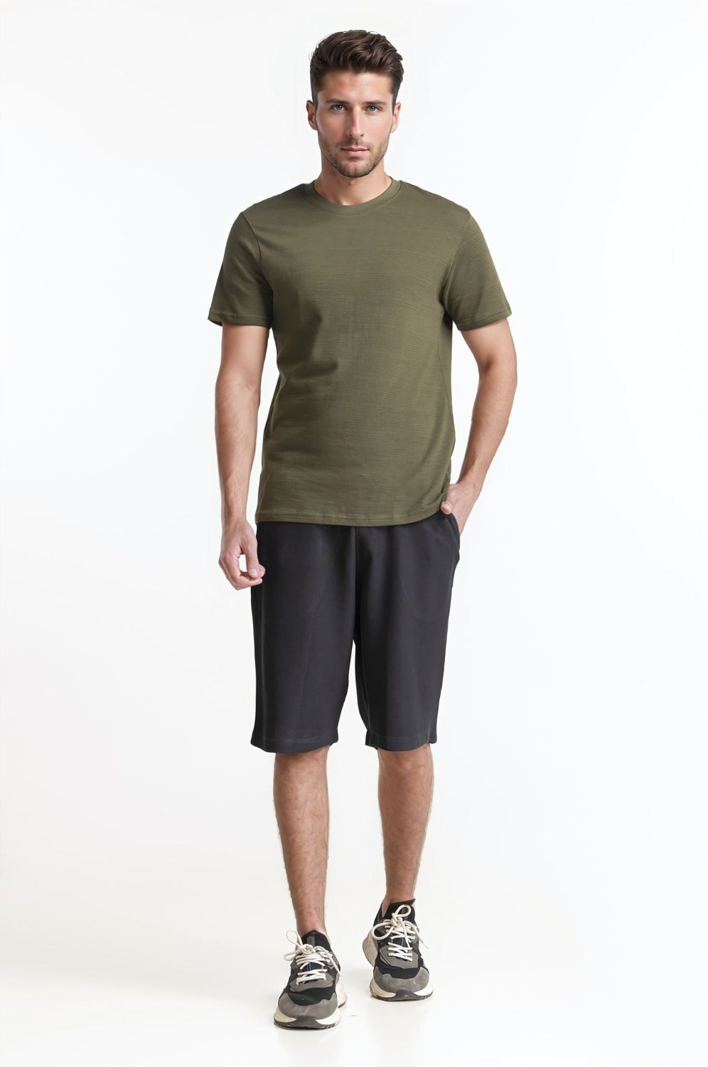 Drop Shoulder Rib Textured Tee TS-CNSJ24-306