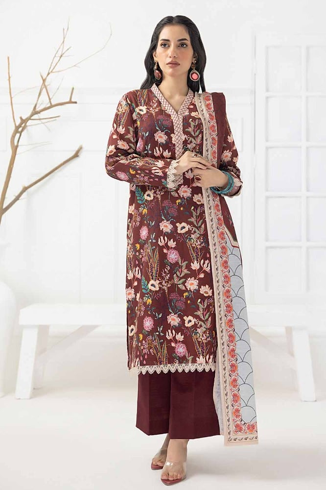 3 Piece Printed Khaddar Unstitched Suit