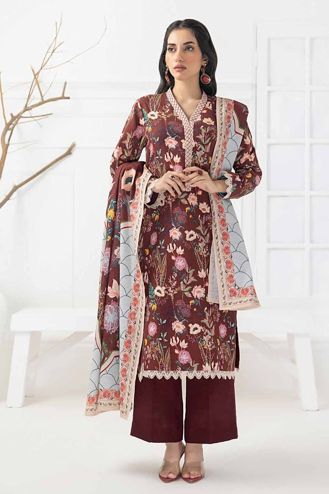 3 Piece Printed Khaddar Unstitched Suit