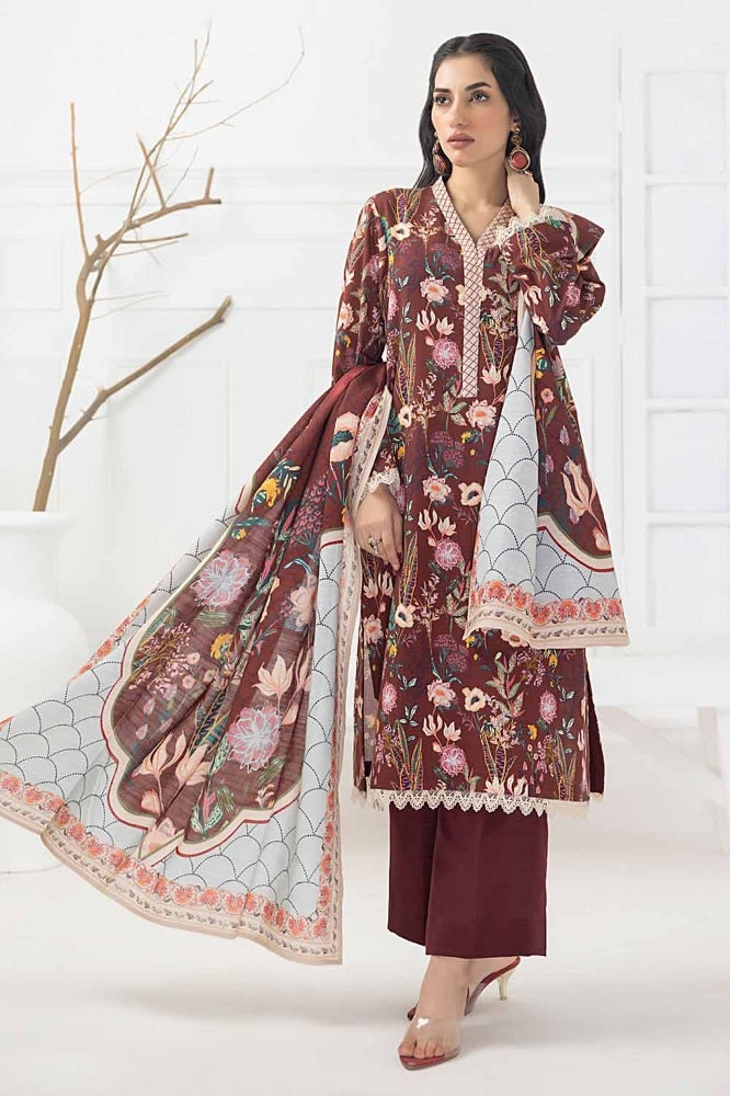 3 Piece Printed Khaddar Unstitched Suit