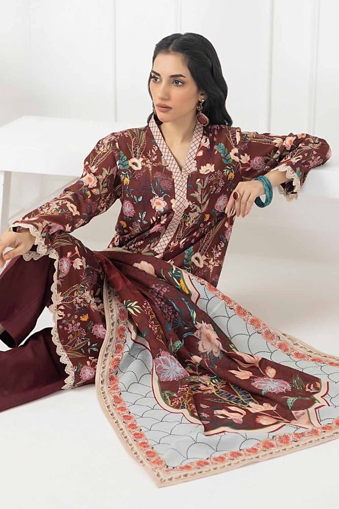 3 Piece Printed Khaddar Unstitched Suit