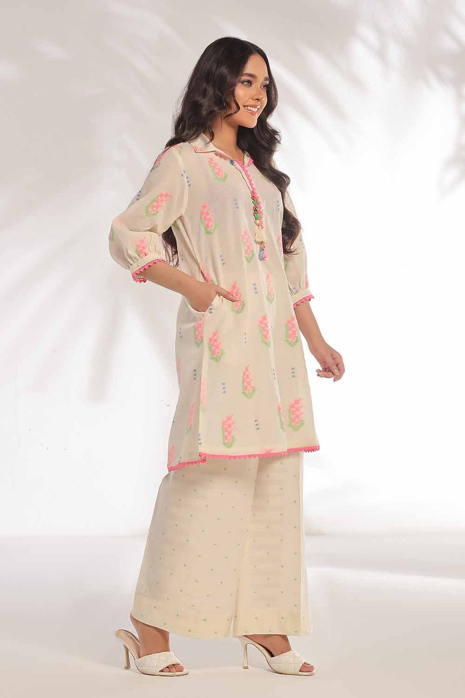 2 Piece Unstitched Jacquard Printed Suit