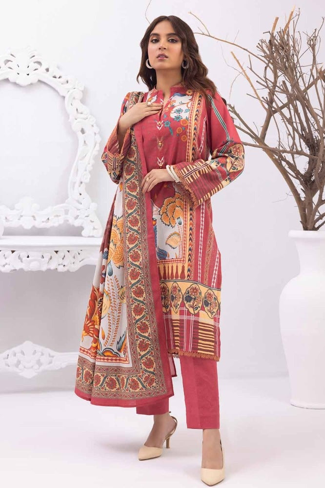 3 Piece Printed Karandi Unstitched Suit