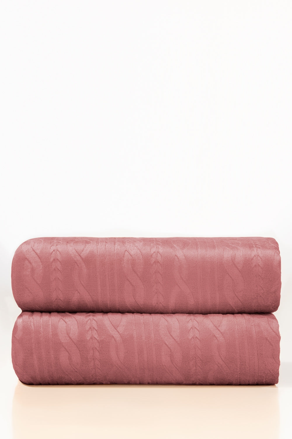 AW24-Dusty Rose Embossed Single Ply Fleece Throw