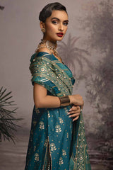 3 Piece Embroidered Gold and Lacquer Printed Lawn Suit with Cotton Net Dupatta CN-32023