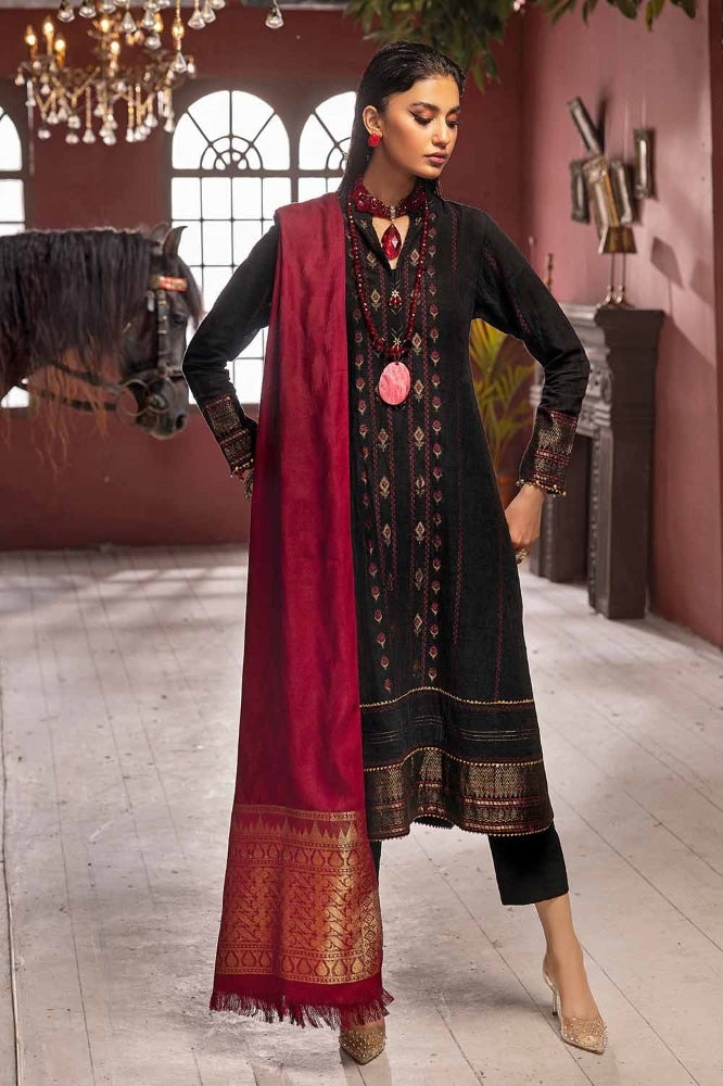 3 Piece Khaddar Jacquard Unstitched Suit with Pashmina Shawl AP-32084
