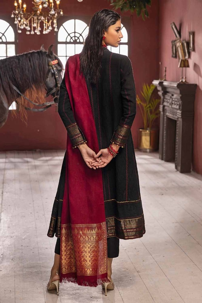 3 Piece Khaddar Jacquard Unstitched Suit with Pashmina Shawl