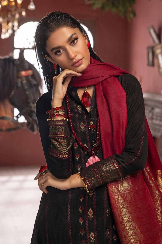 3 Piece Khaddar Jacquard Unstitched Suit with Pashmina Shawl