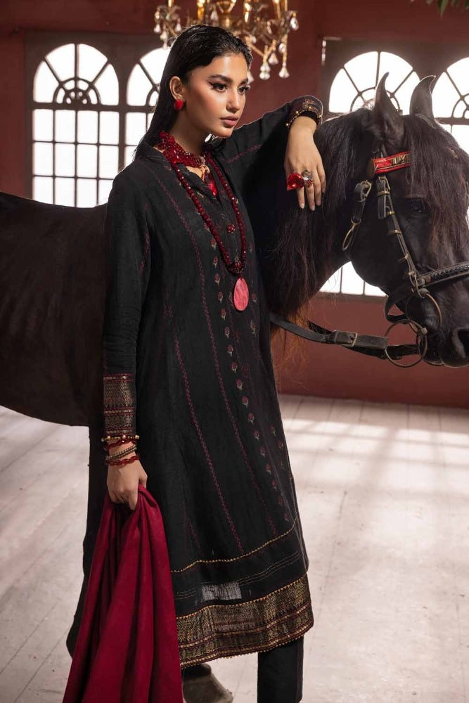3 Piece Khaddar Jacquard Unstitched Suit with Pashmina Shawl
