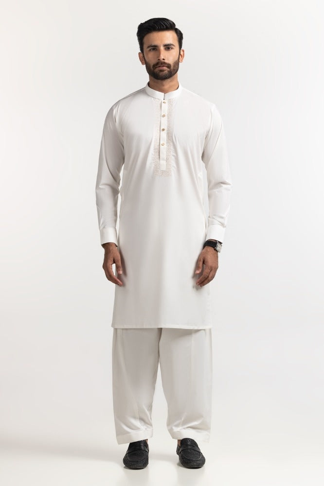 Egg White Embroidered Suit SK-E24-022