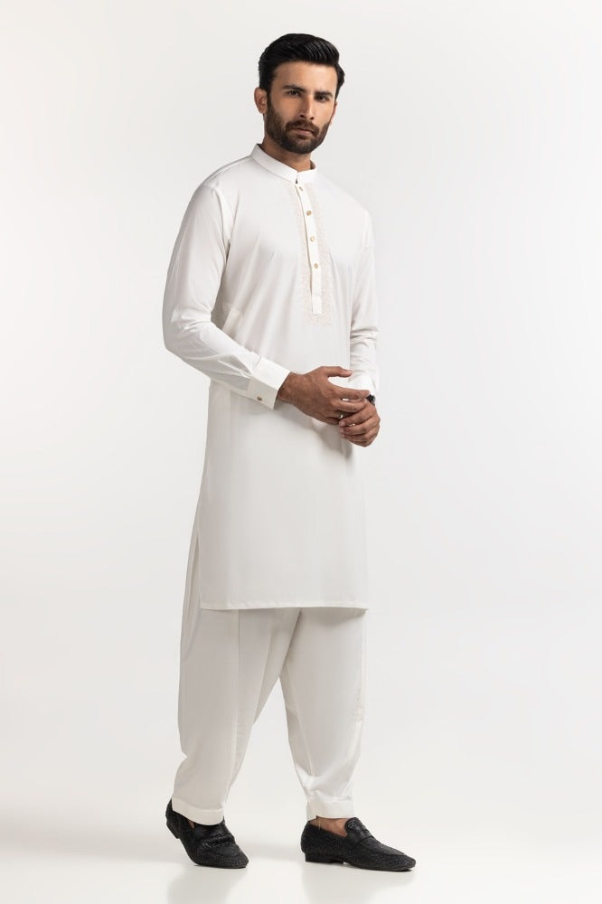 Egg White Embroidered Suit SK-E24-022