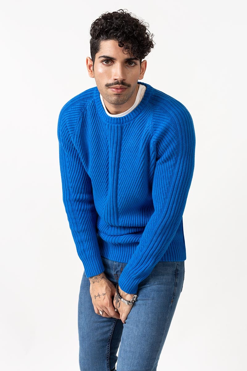 Electric Blue Fashion Sweater - FS-SWT-FD-165-01