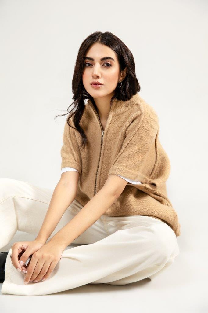Relax Fit Zipper Front Sweater
