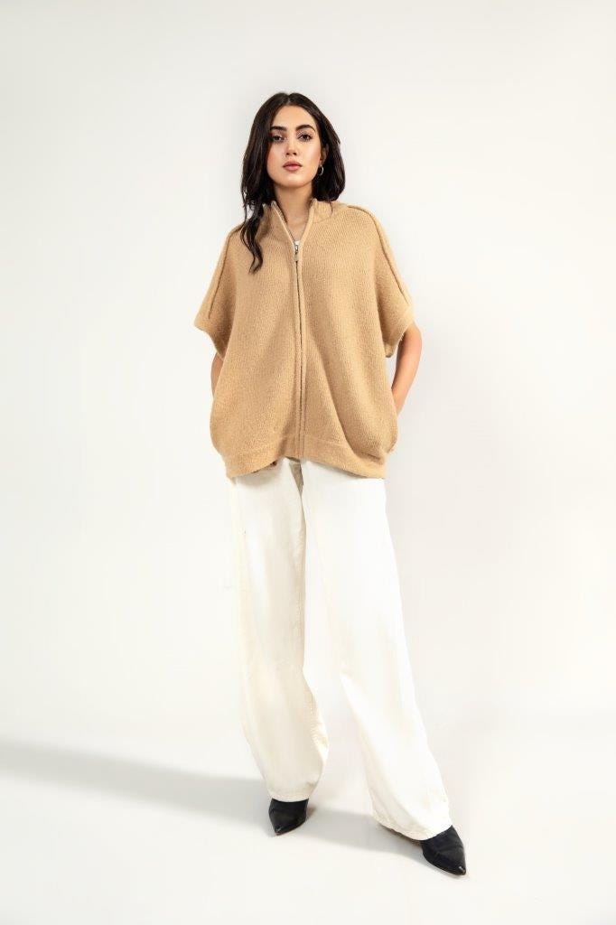 Relax Fit Zipper Front Sweater