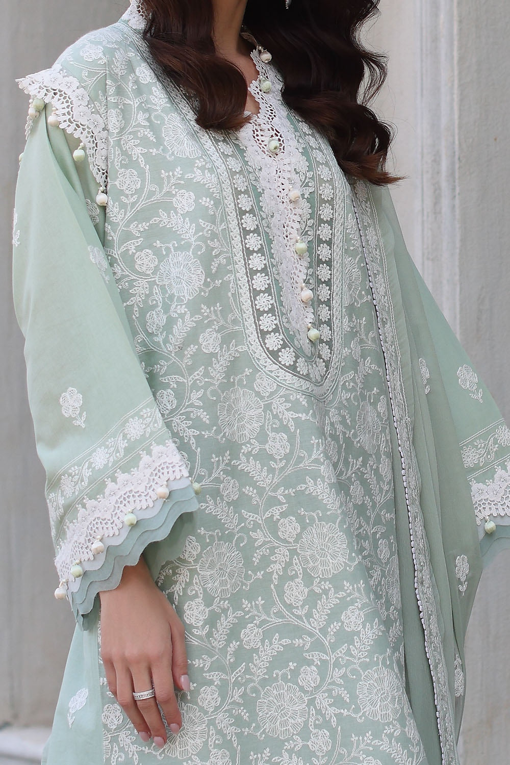 3 Piece Unstitched Embroidered Lawn Suit with Embroidered Chiffon Dupatta PM-52068