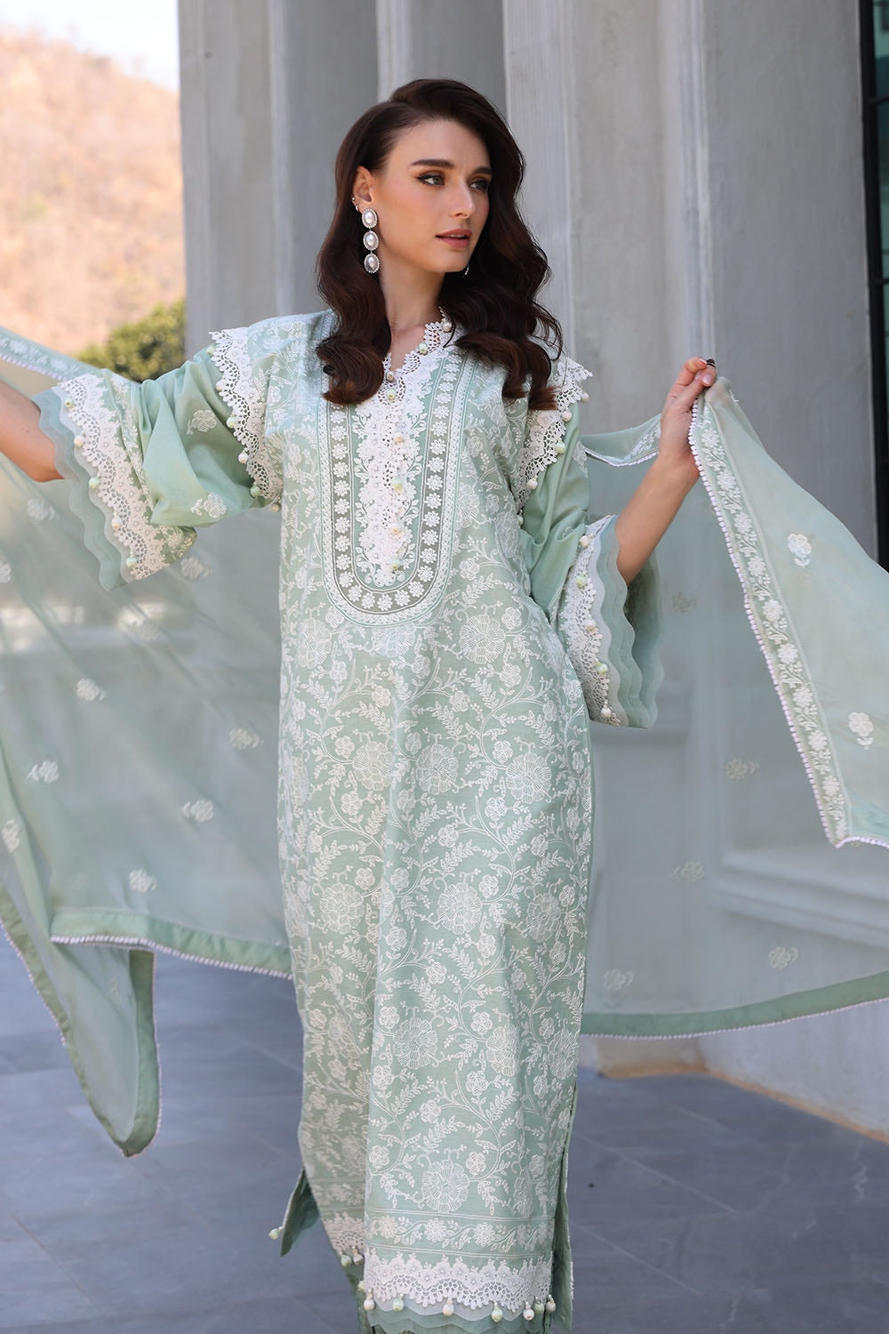 3 Piece Unstitched Embroidered Lawn Suit with Embroidered Chiffon Dupatta PM-52068