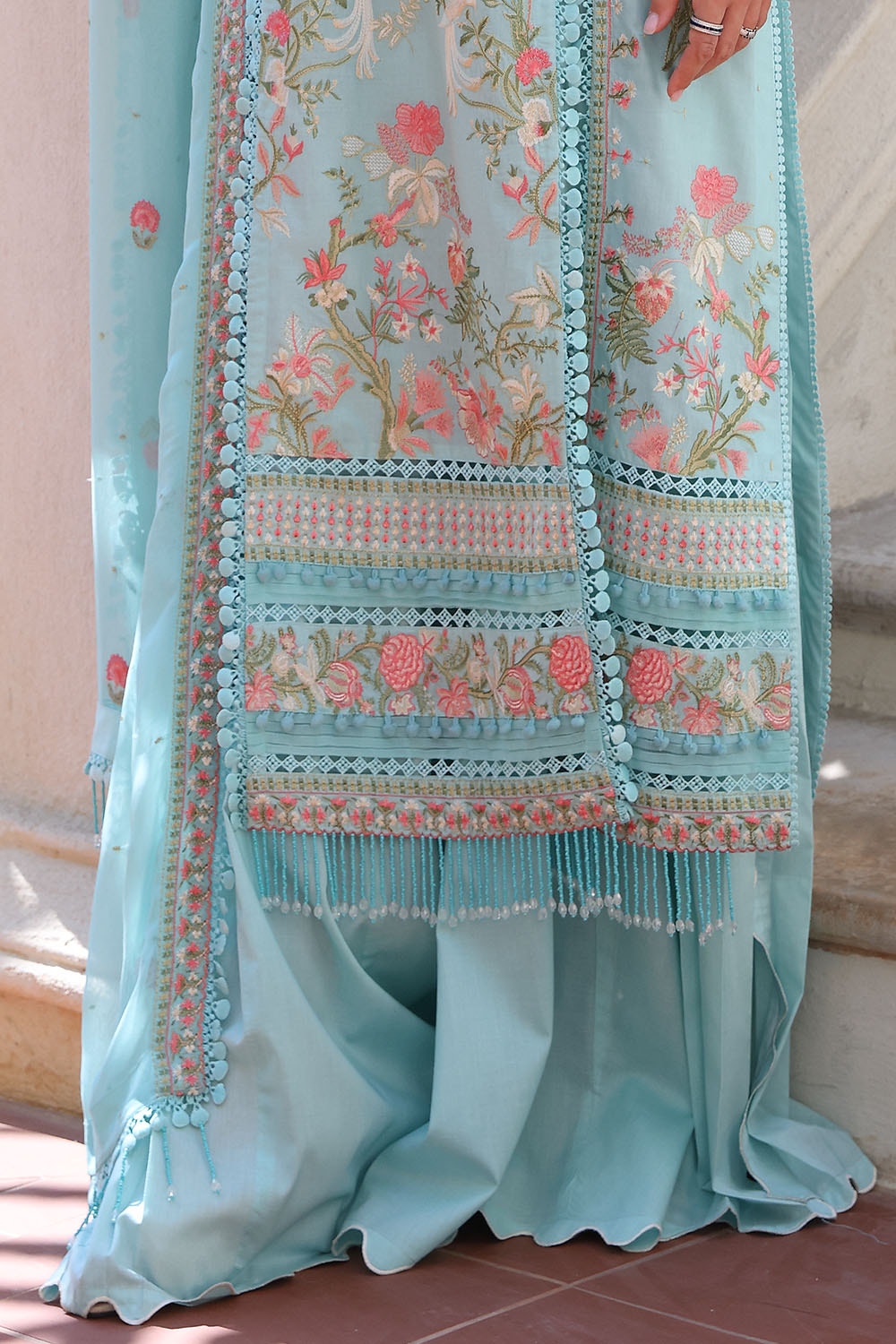 3 Piece Unstitched Embroidered Lawn Suit with Embroidered Chiffon Dupatta PM-52019