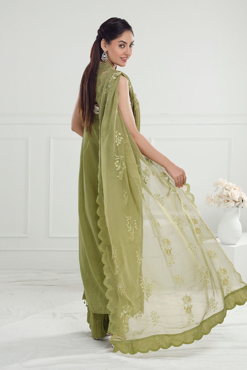 3 Piece Unstitched Embroidered Lawn Suit with Embroidered Chiffon Dupatta PM-52029