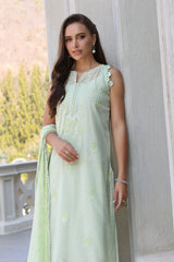 3 Piece Unstitched Embroidered Paper Cotton Suit with Embroidered Chiffon Dupatta PM-52030
