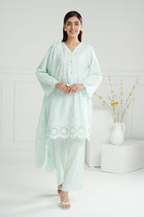 3 Piece Unstitched Schiffli Embroidered Lawn Suit with Embroidered Chiffon Dupatta PM-52050