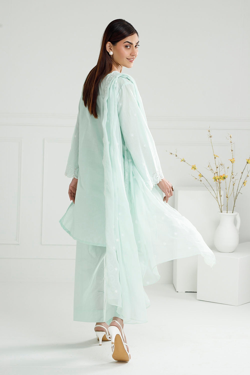 3 Piece Unstitched Schiffli Embroidered Lawn Suit with Embroidered Chiffon Dupatta PM-52050