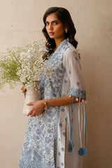 3 Piece Unstitched Embroidered Swiss Voile Suit with Embroidered Chiffon Dupatta LSV-52024