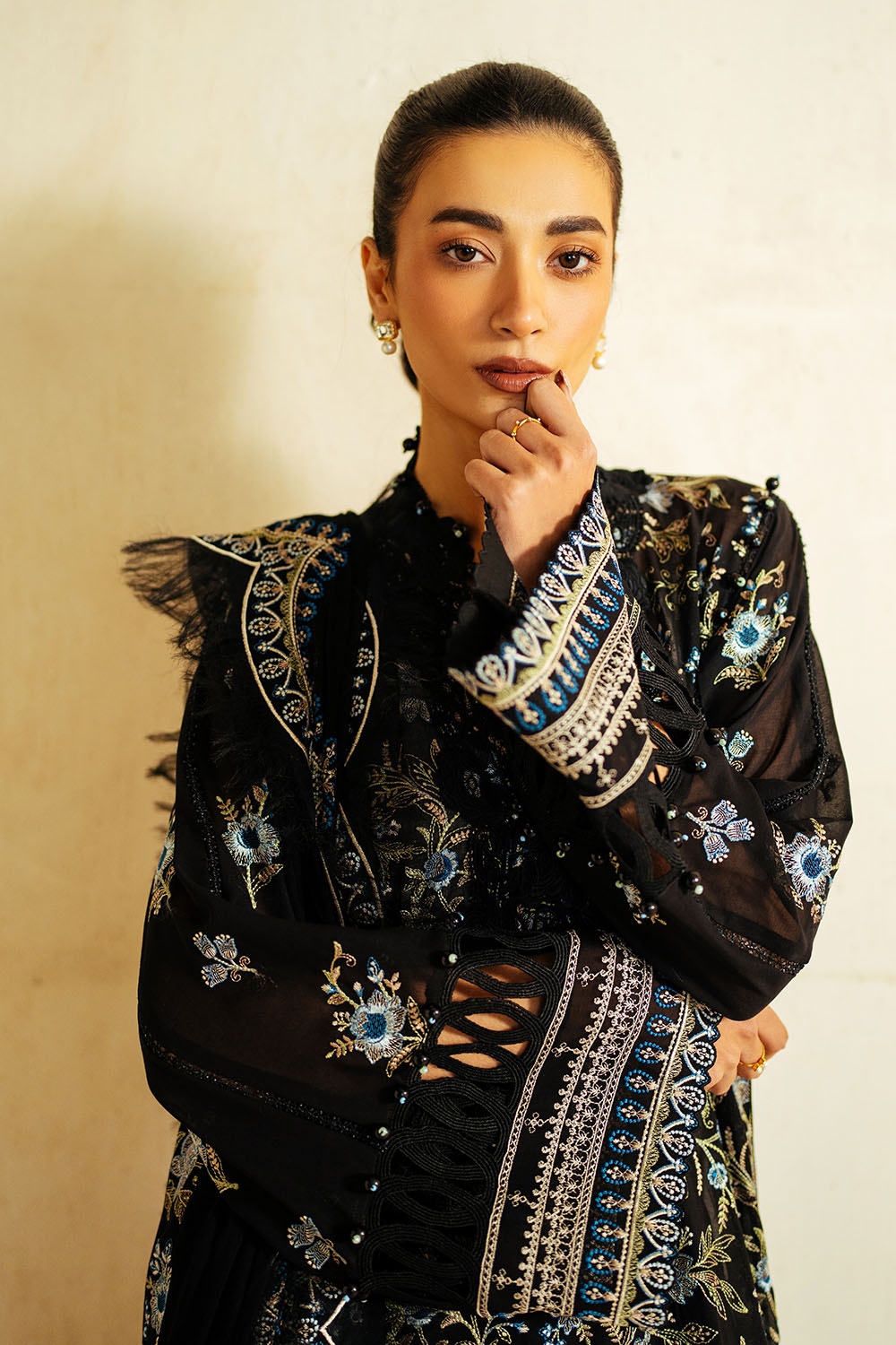 3 Piece Unstitched Embroidered Swiss Voile Suit with Embroidered Chiffon Dupatta