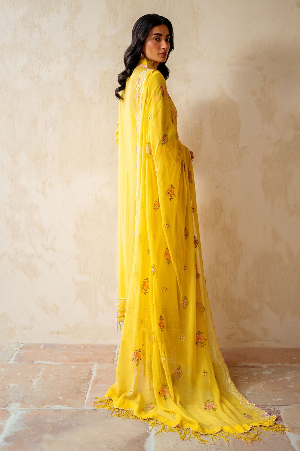 3 Piece Unstitched Embroidered Swiss Voile Suit with Embroidered Chiffon Dupatta LSV-52010