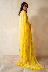 3 Piece Unstitched Embroidered Swiss Voile Suit with Embroidered Chiffon Dupatta LSV-52010