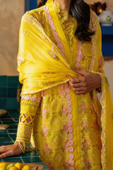 3 Piece Unstitched Embroidered Swiss Voile Suit with Embroidered Chiffon Dupatta LSV-52010