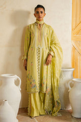 3 Piece Unstitched Embroidered Lawn Suit with Embroidered Jacquard Dupatta PM-52010