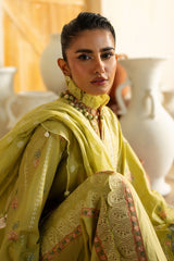 3 Piece Unstitched Embroidered Lawn Suit with Embroidered Jacquard Dupatta PM-52010